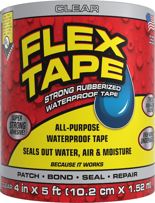 Clear Waterproof Rubberized Duct Tape 4-in x 5 Feet