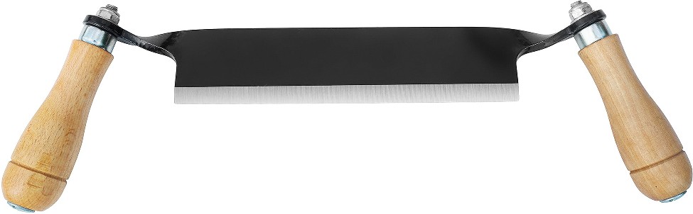 Straight Draw Shaver with Wood Grip Handles and Blade Cover Debarking Tool for Firewood, Logs, and Fence Posts 8-in Fine finish cut Hand Saw