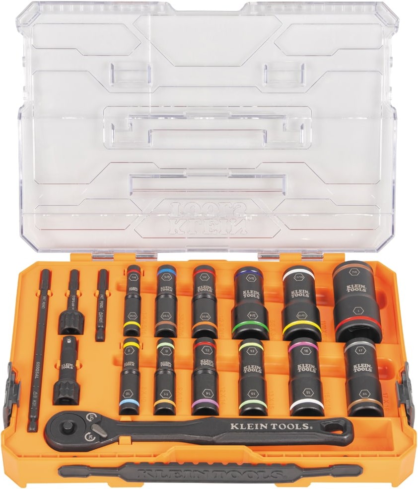 KNECT Flip-24 Deep-Well, Heavy-Duty Impact Socket Set, SAE and Metric