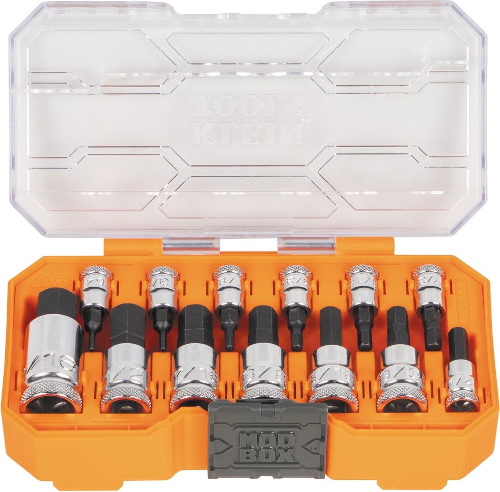 Knurled Hex Bit Socket Set, SAE, 13-Piece