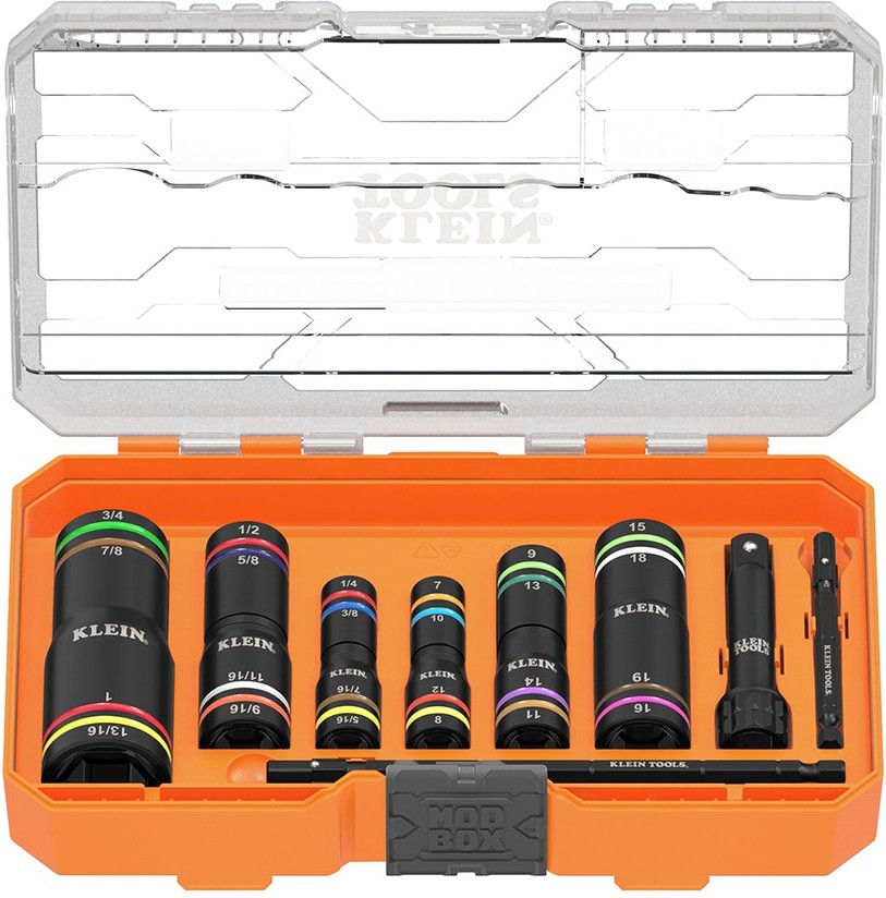 KNECT Quad-24 Heavy-Duty Impact Flip Sockets, SAE and Metric, 9-Piece