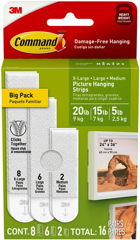 Foam 20-lb Capacity Damage-free picture hanger 16 - Pack
