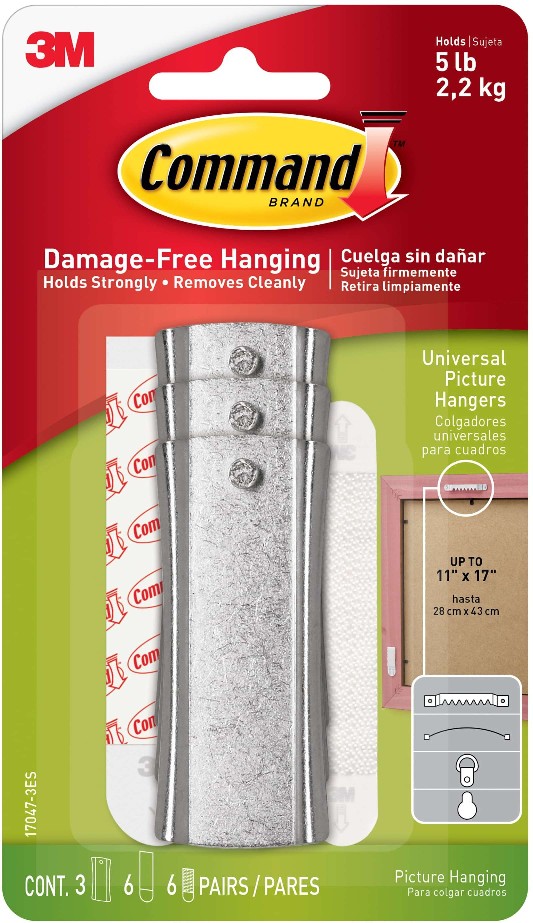 Steel 5-lb Capacity Damage-free picture hanger 3 - Pack