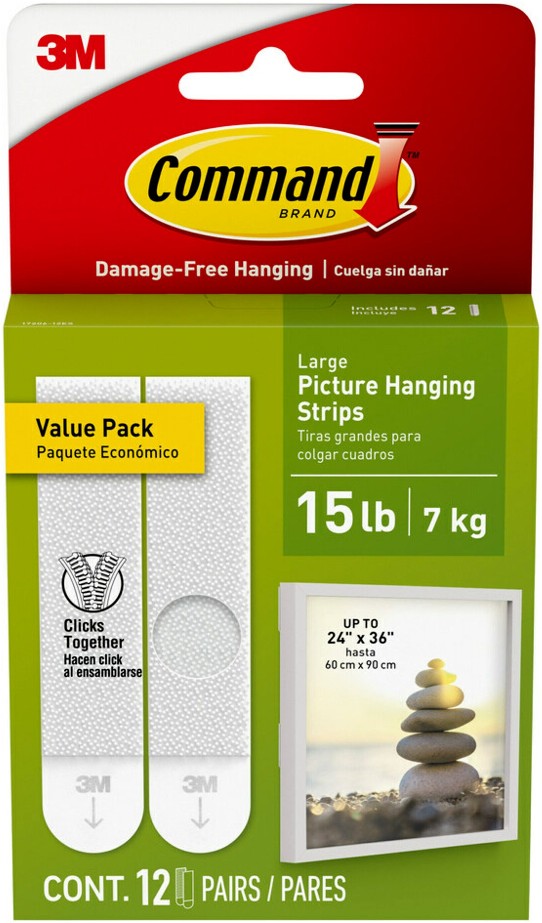 Plastic 16-lb Capacity Damage-free picture hanger 12 - Pack