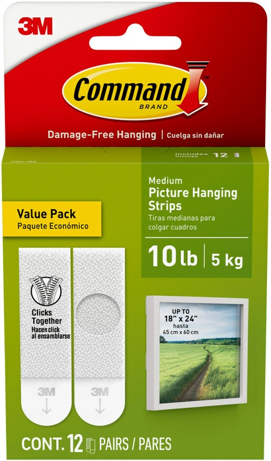 Plastic 3.0-lb Capacity Damage-free picture hanger 12 - Pack