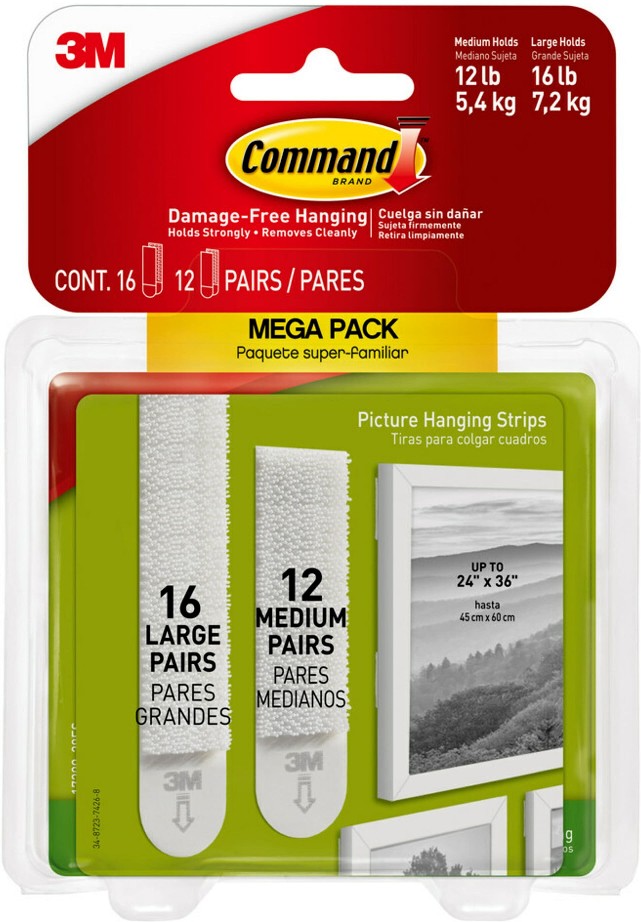 Plastic 3-lb Capacity Damage-free picture hanger 28 - Pack