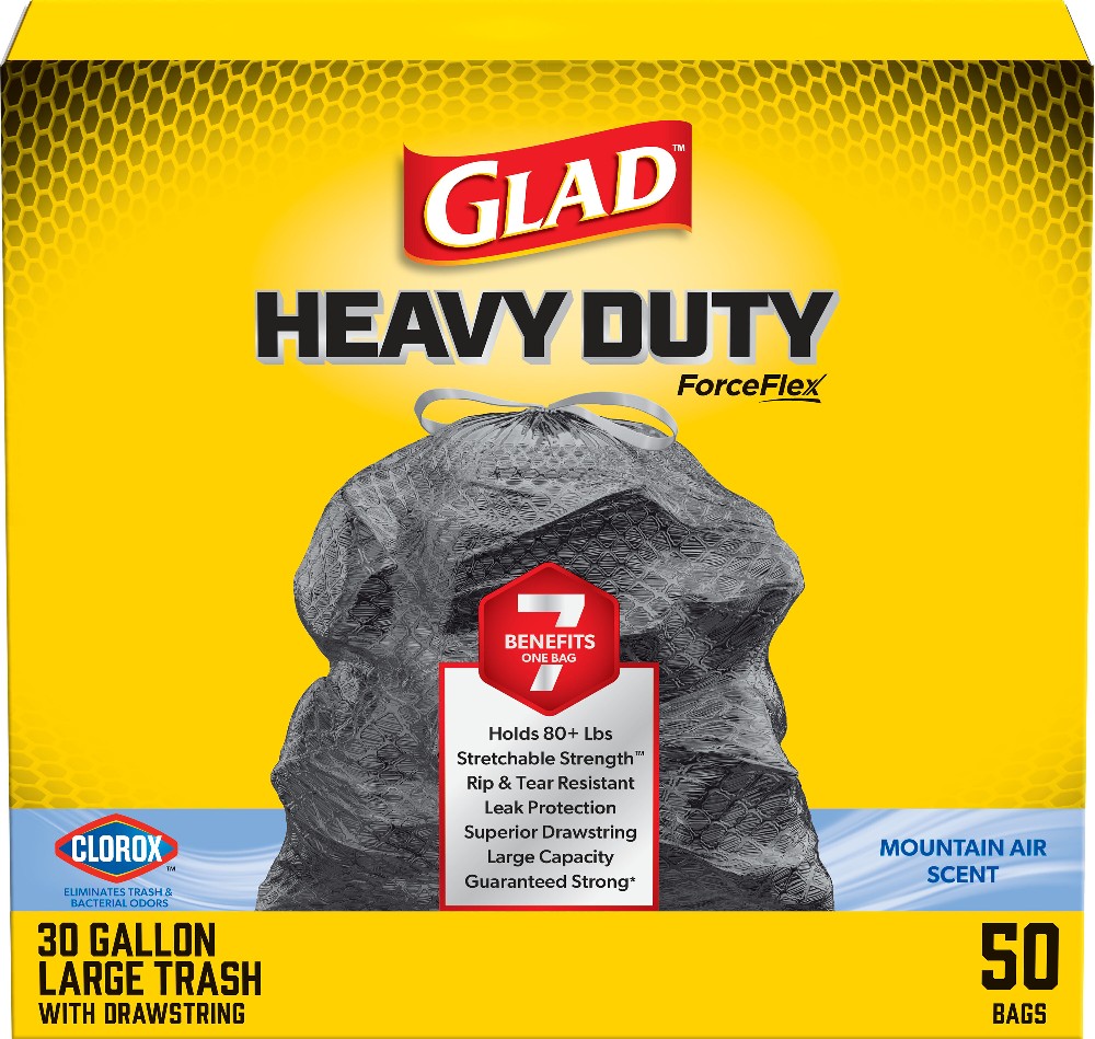 ForceFlex with Clorox 30-Gallon Mountain air Black Outdoor Plastic Can Drawstring Trash Bag 50 -Count