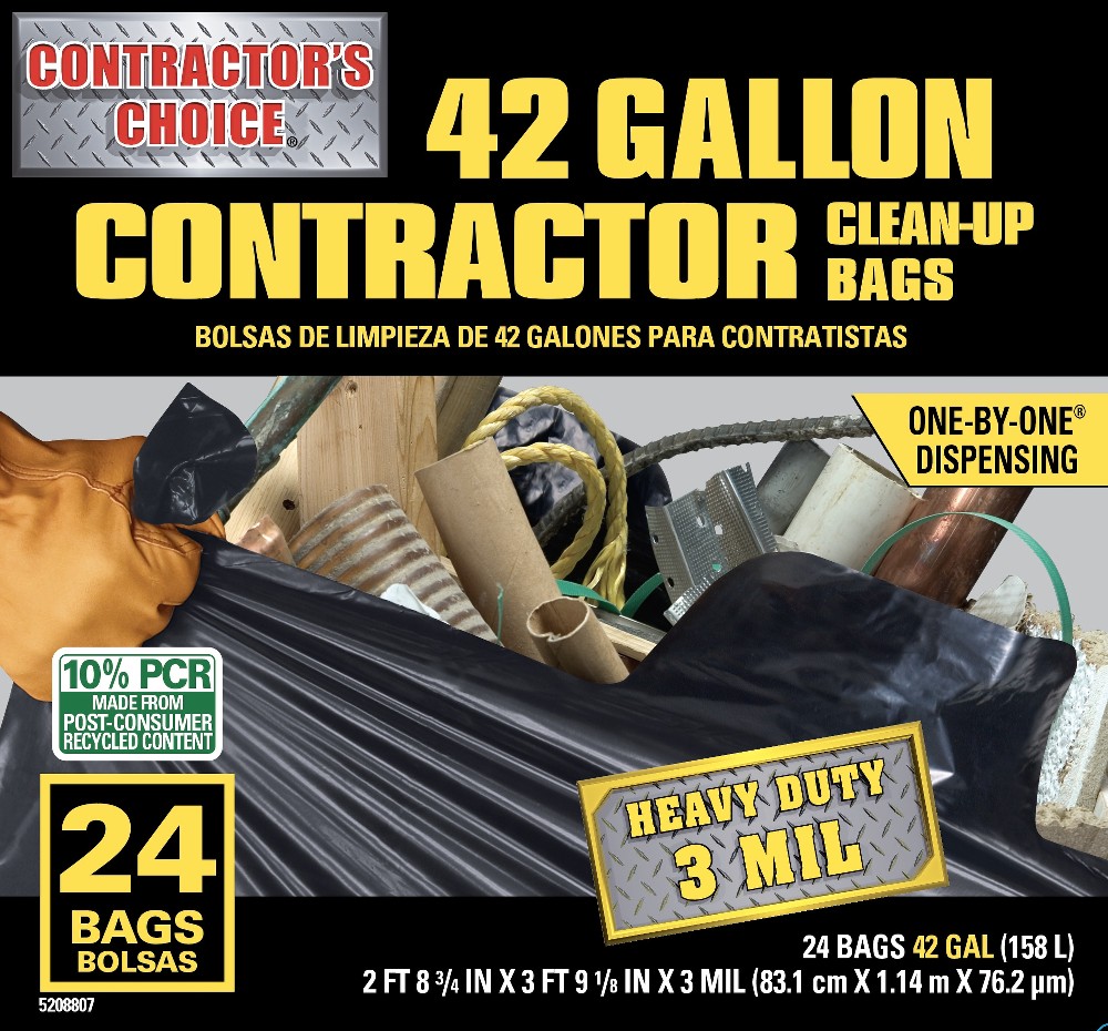 Contractor 42-Gallon Scent free Black Outdoor Plastic Construction Flap Tie Trash Bag 24 -Count