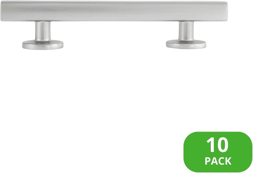 Flynn 3-1/2-in , 89mm Center to Center Satin Nickel Rectangular Bar Drawer Pull 10 -Pack