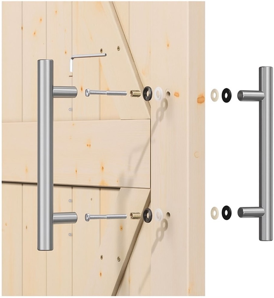 Brushed Brushed steel Indoor Single Barn door handle