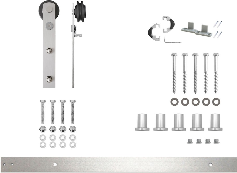 72-in Brushed Brushed Nickel Indoor I-strap Single Barn door hardware kit