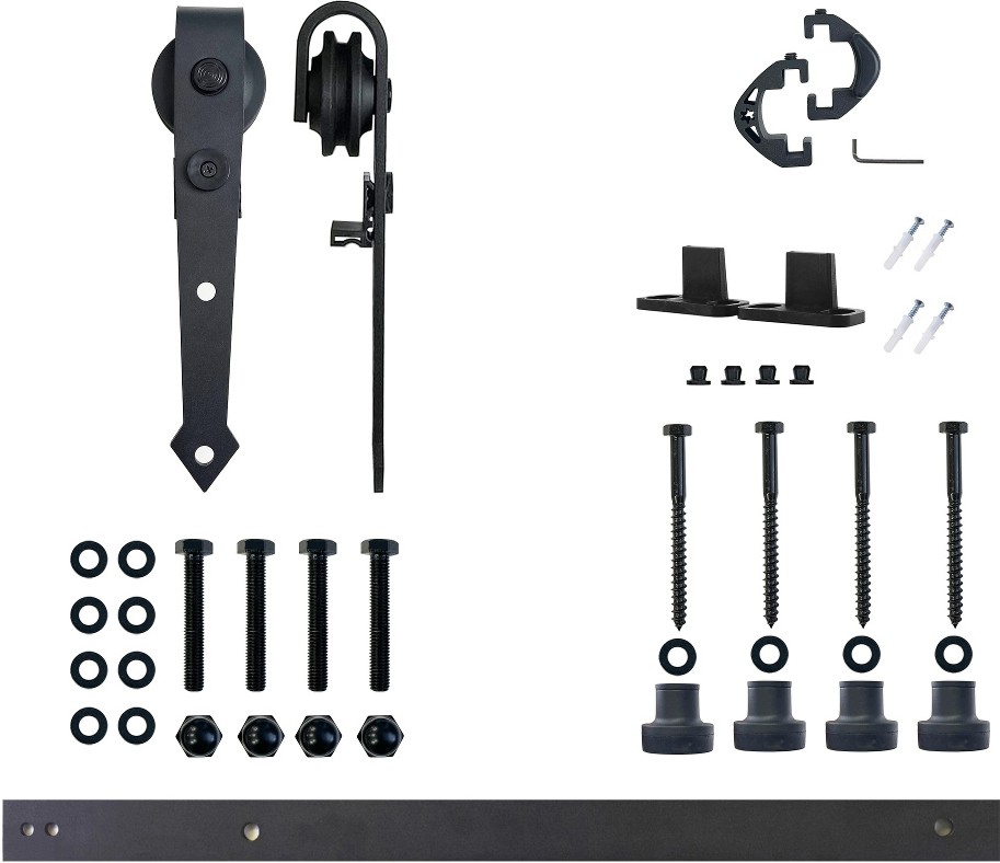 60-in Rustic black Black Indoor Arrow Single Barn door hardware kit