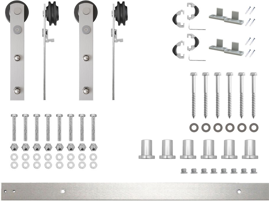 90-in Brushed Brushed Nickel Indoor I-strap Double Barn door hardware kit