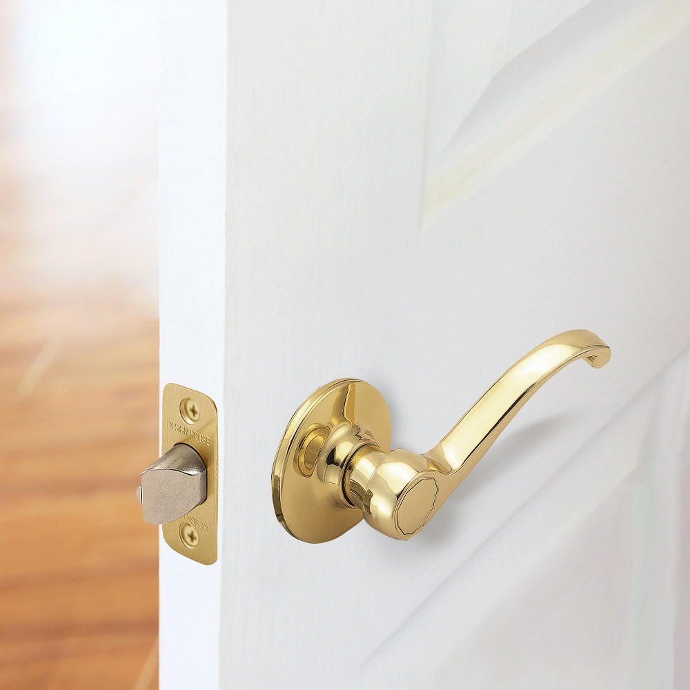 Scroll Polished Brass Interior or Hall/Closet Passage Door Handle