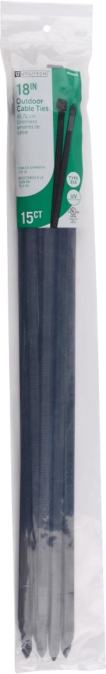 18-in 180.0-lb Tensile Strength Nylon Zip ties Black with UV Protection 15 -Pack