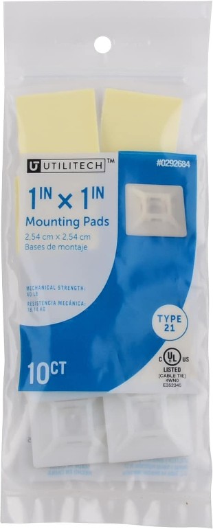 1-in Nylon Zip tie mounts Off-white 10 -Pack