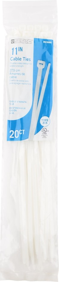 11-in 75-lb Tensile Strength Nylon Zip ties Off-white 20 -Pack