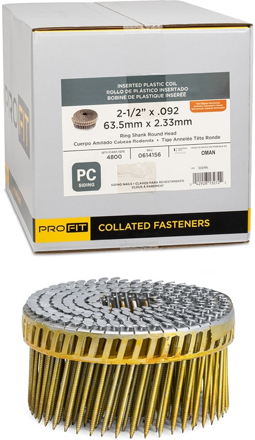 2-1/2-in 0.092 -Gauge 15 -Degree Hot-dipped galvanized Ring Shank Plastic Collated Siding Nails 4800 -Per Box