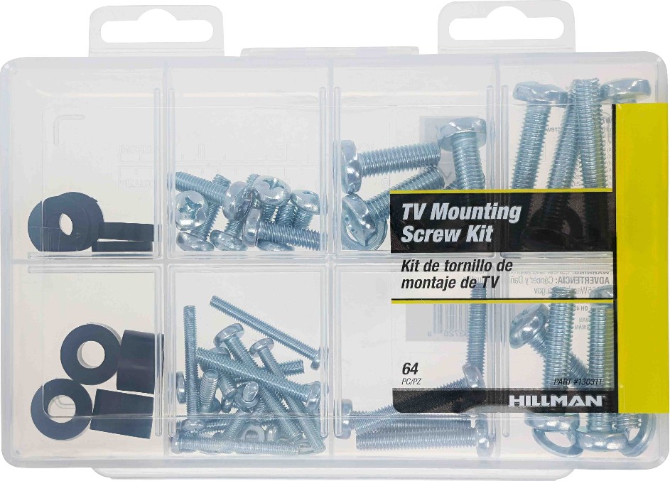 Metric TV Mounting 6 Inch Silver TV mounting screw kit TV Mounting Screw Kit - Metric Kit 64 -Pack