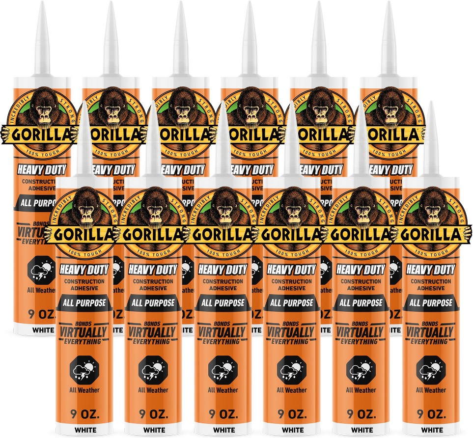 Heavy Duty 12-Pack White Polymer-based Interior/Exterior Construction Adhesive (9-fl oz)