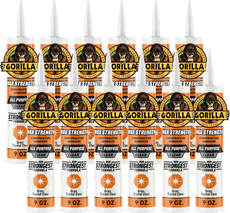 Polymer-based Clear Multi-use Interior/Exterior Construction Adhesive (9-Fluid Oz) 12-Pack