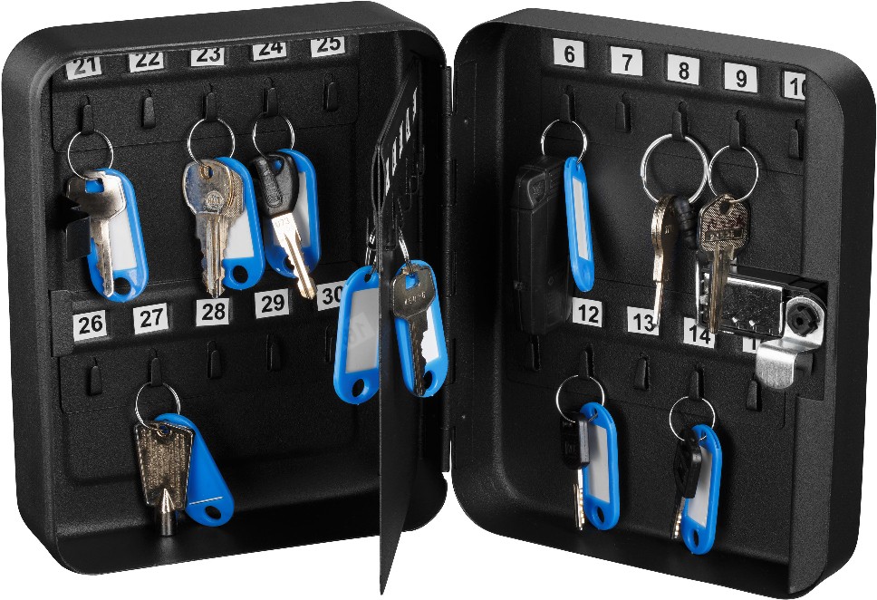 Wall Knob Black Combination Lock 30-Key Cabinet