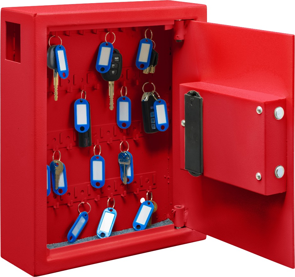 Wall Mount Red Keyed-entry 40-Key Cabinet