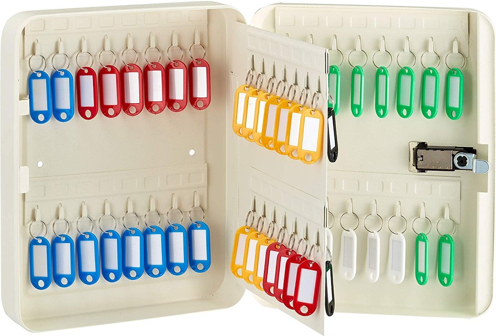 Wall Knob White Combination Lock 30-Key Cabinet