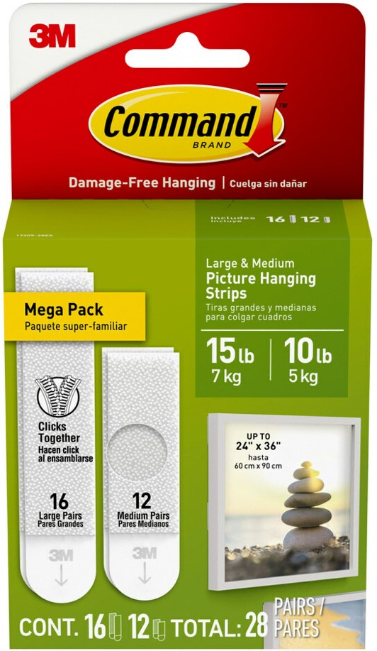Foam 15-lb Capacity Damage-free picture hanger 28 - Pack