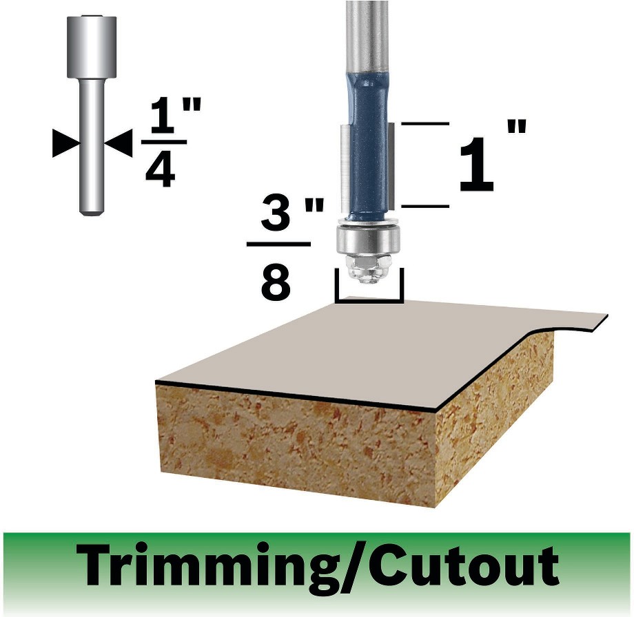 3/8-in Carbide-tipped Double flush trimmer Router Bit