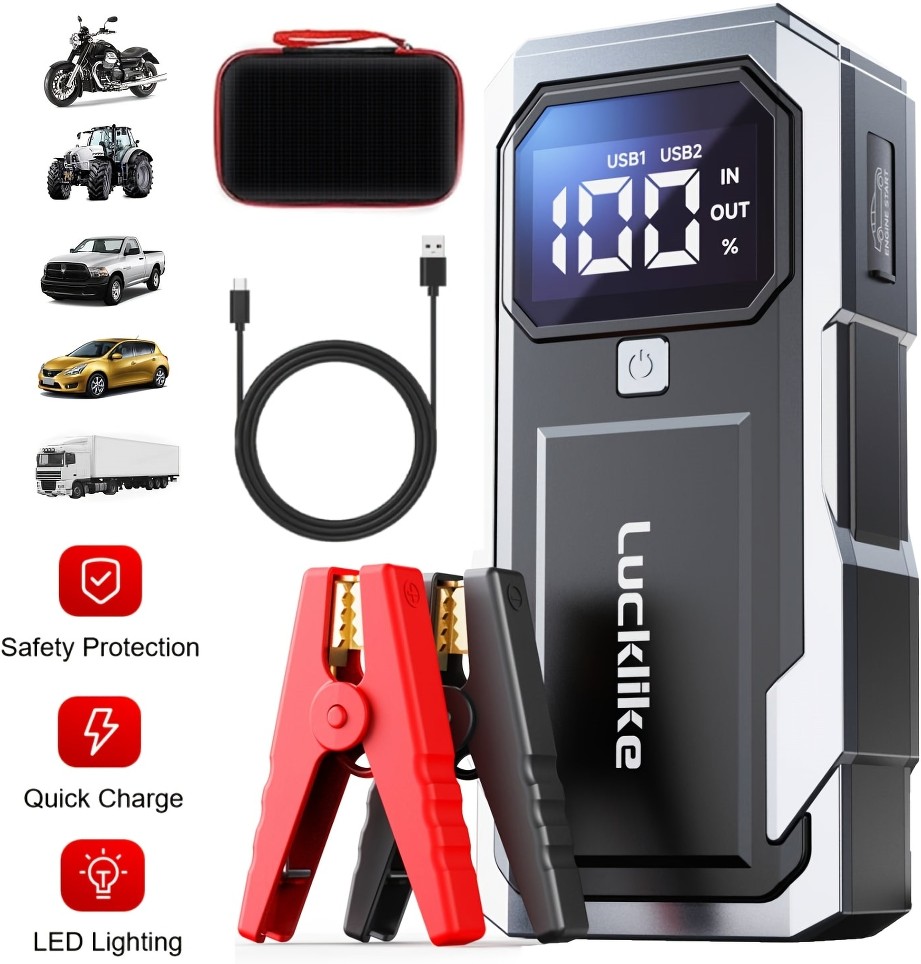 2 -Amp 12 -Volt Portable Car Battery Jump Starter with Digital Display