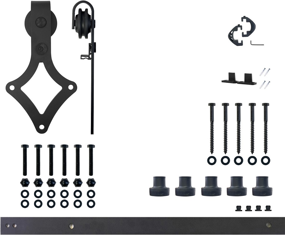 72-in Rustic black Black Indoor Diamond Single Barn door hardware kit