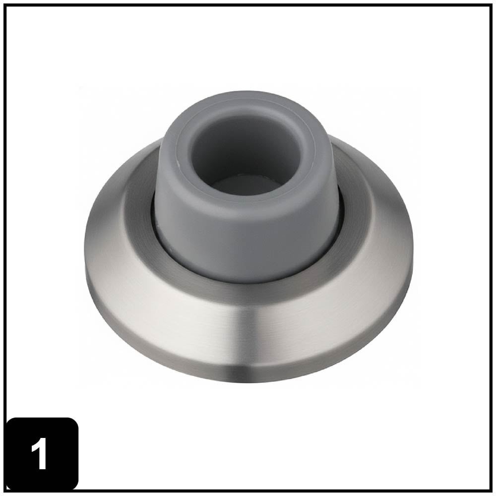 2-1/2-in Satin chrome Concave bumper Door Stop