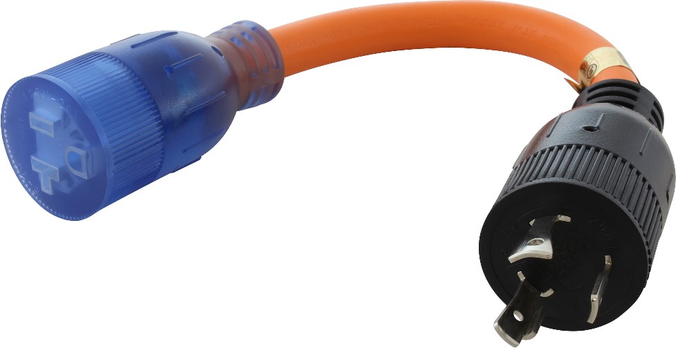 1ft NEMA L5-20P to NEMA 5-20R 20 -Amp 3-wire grounding Single to single Orange Basic Flexible Adapter