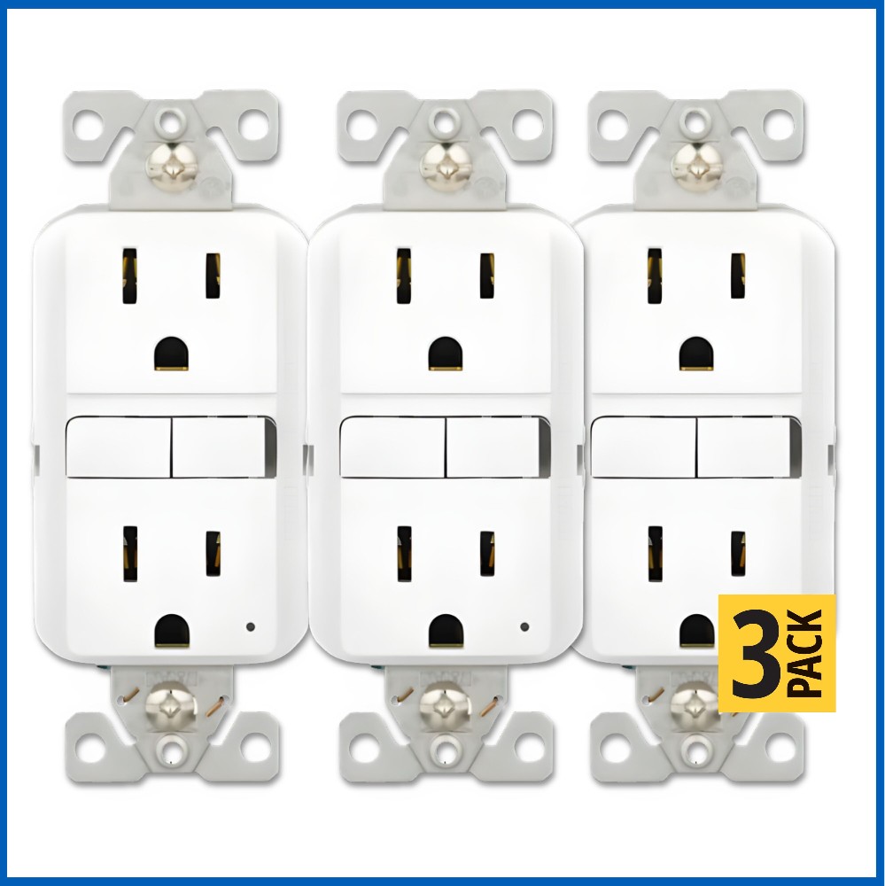 15 -Amp 125-volt GFCI Residential Decorator Outlet , White 3 -Pack