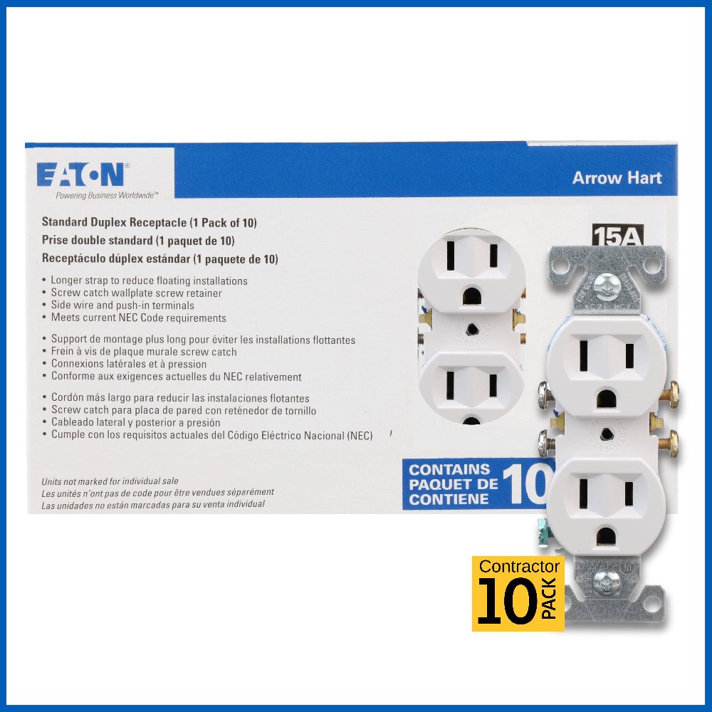 15 -Amp 125-volt Residential Duplex Outlet , White 10 -Pack