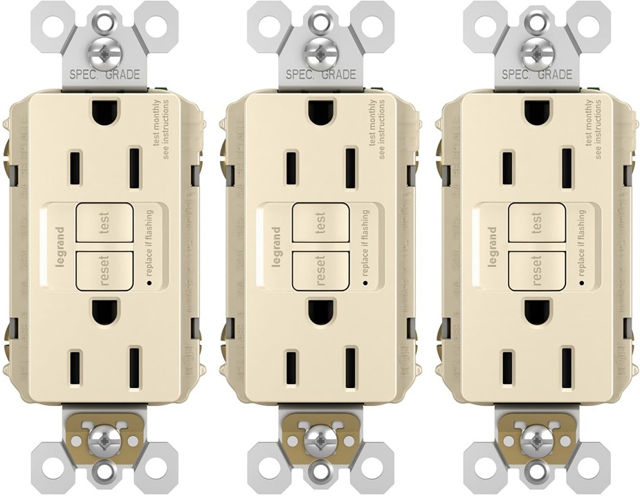 radiant 15 -Amp 125-volt Tamper Resistant GFCI Residential/Commercial Decorator Outlet , Light Almond 3 -Pack