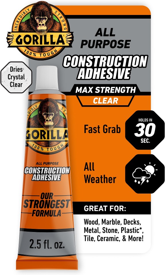Max Strength Polymer-based Clear Multi-use Exterior Construction Adhesive ( 2.5-fl oz Fluid Oz)
