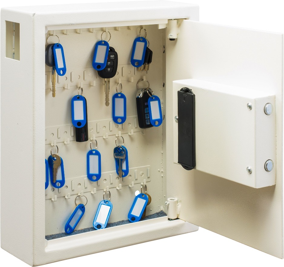 Wall Mount White Keyed-entry 40-Key Cabinet