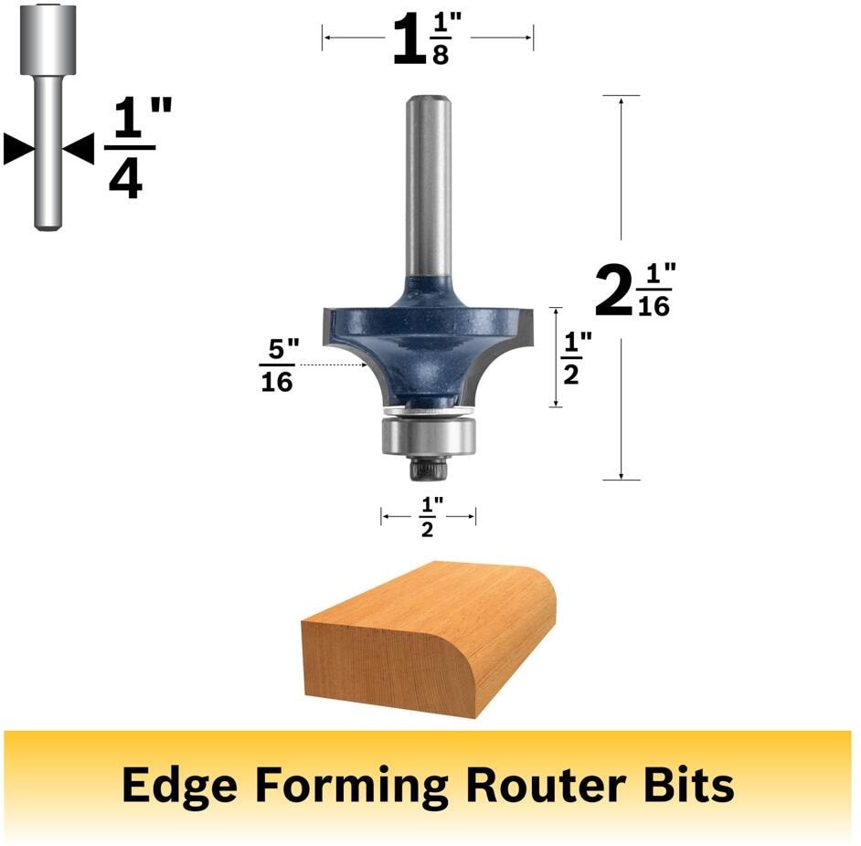 Carbide-tipped Roundover Router Bit