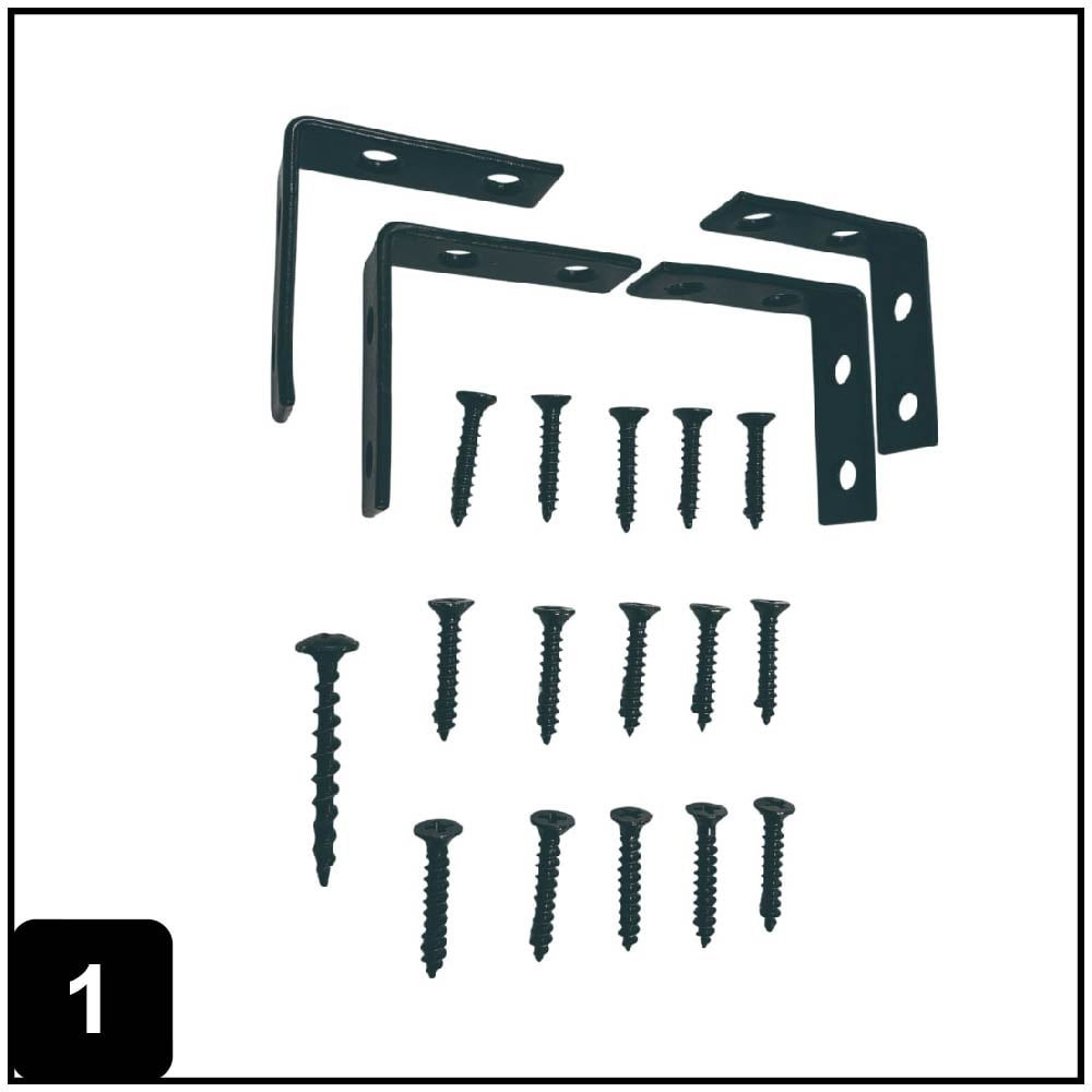 1.5-in x 0.5-in x 1.5-in 1.8 -Gauge Black Steel Corner brace 4 -Pack
