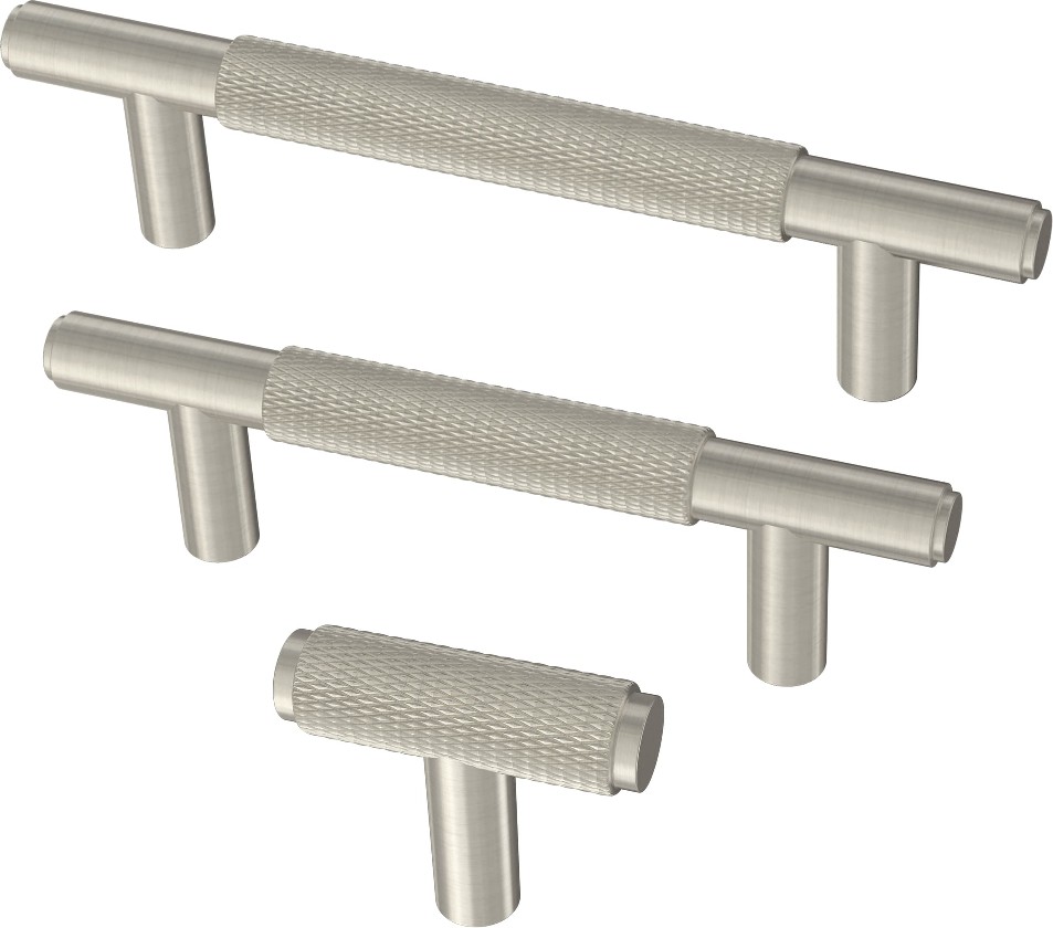 Knurled Bar Stainless Steel 3 Piece Cabinet Hardware Collection