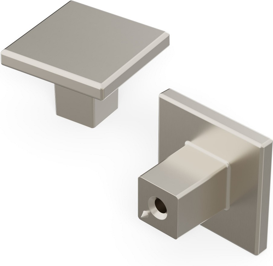 Contemporary 1-3/16-in Satin Nickel Square Contemporary Cabinet Knob 10 -Pack