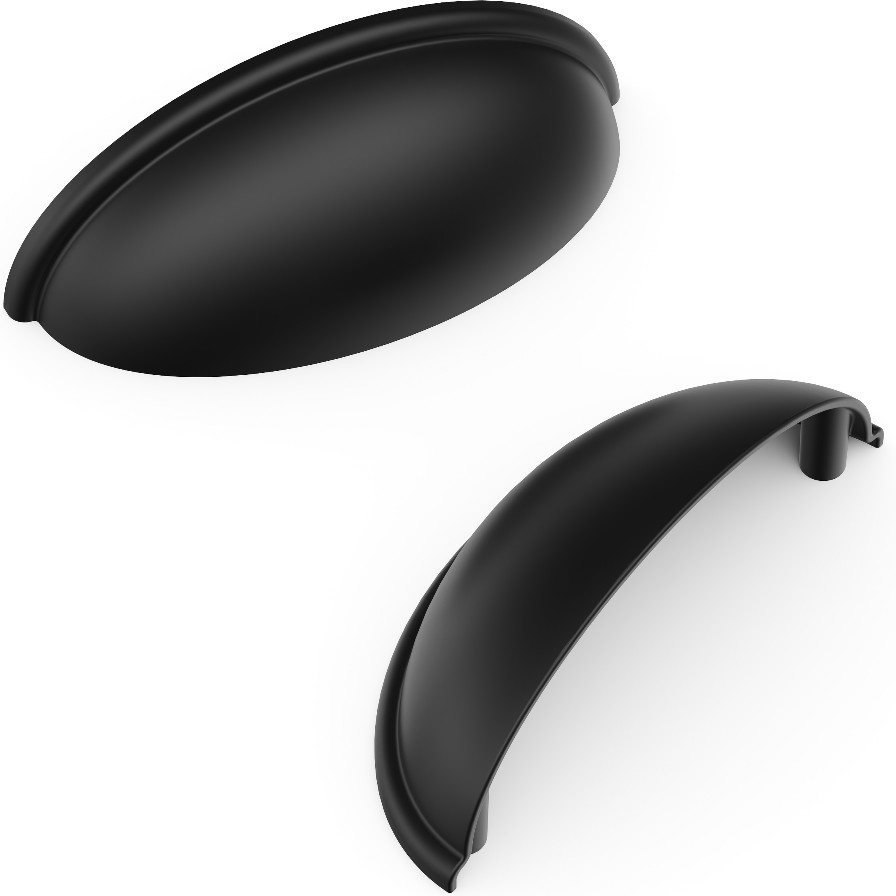 Collins 3-in , 76mm Center to Center Matte Black Arch Cup Drawer Pull 10 -Pack