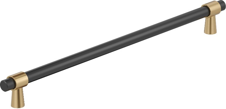 Mergence 18-in , 457mm Center to Center Matte Black/Champagne Bronze Cylindrical Bar Appliance Drawer Pulls