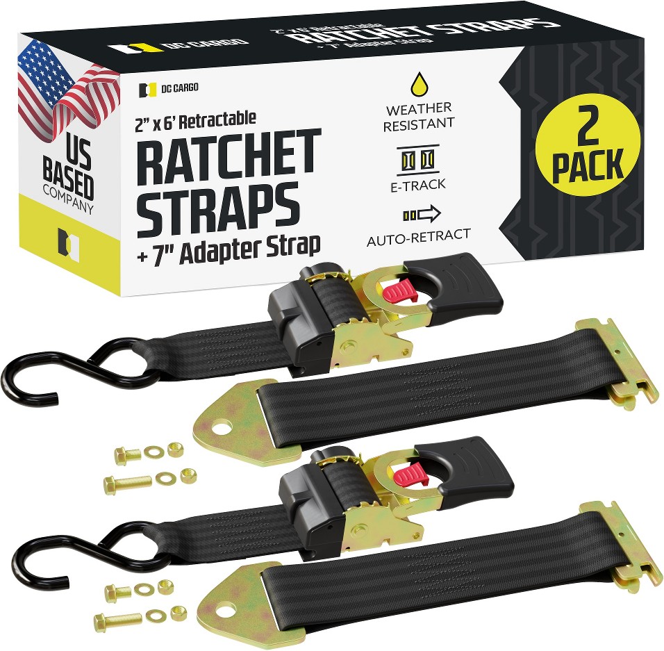 2-in x 6-ft Retractable Tie Down with S-hook 3000-lb Break Strength (2-Pack)