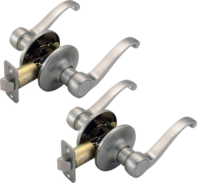 Scroll Satin Nickel Interior or Hall/Closet Passage Door Handle 2 -Pack