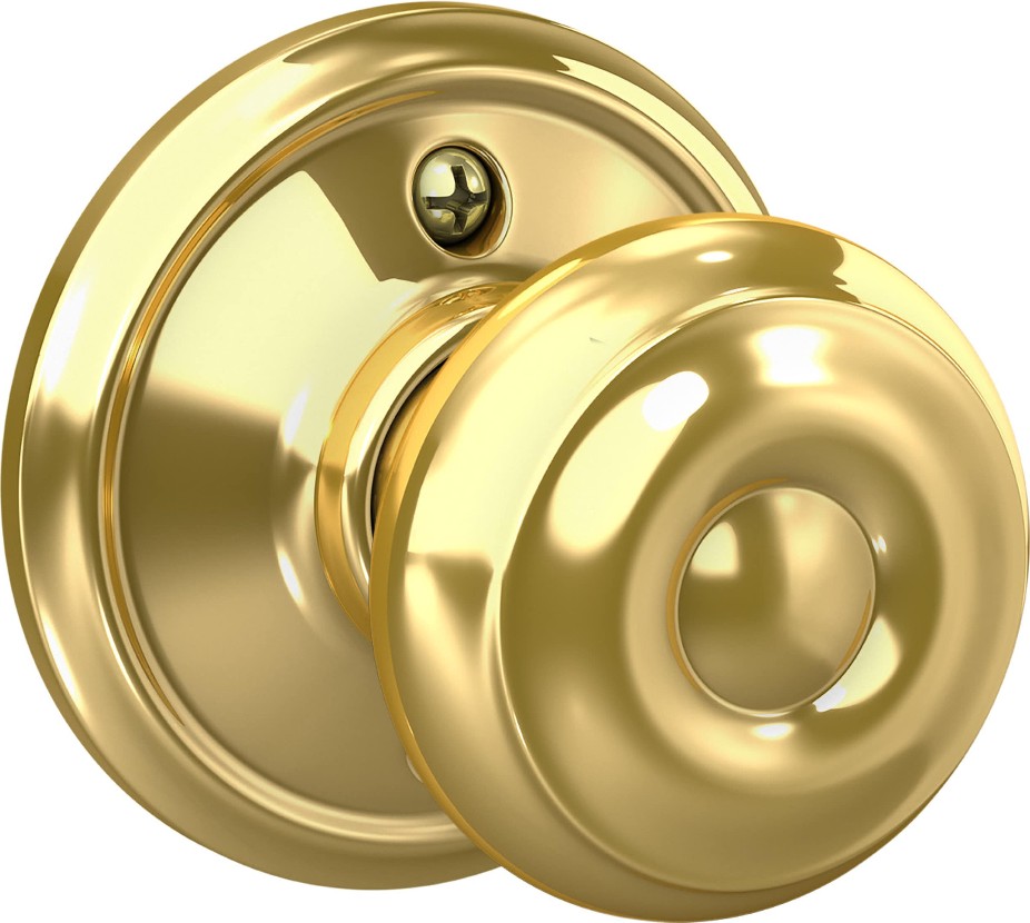 Georgian Bright Brass Interior Hall/Closet Dummy Door Knob