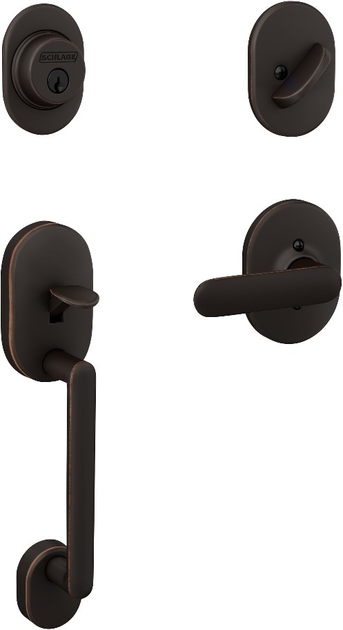 Remsen-Davlin Aged Bronze Single-Cylinder Deadbolt and Keyed Entry Door Handleset