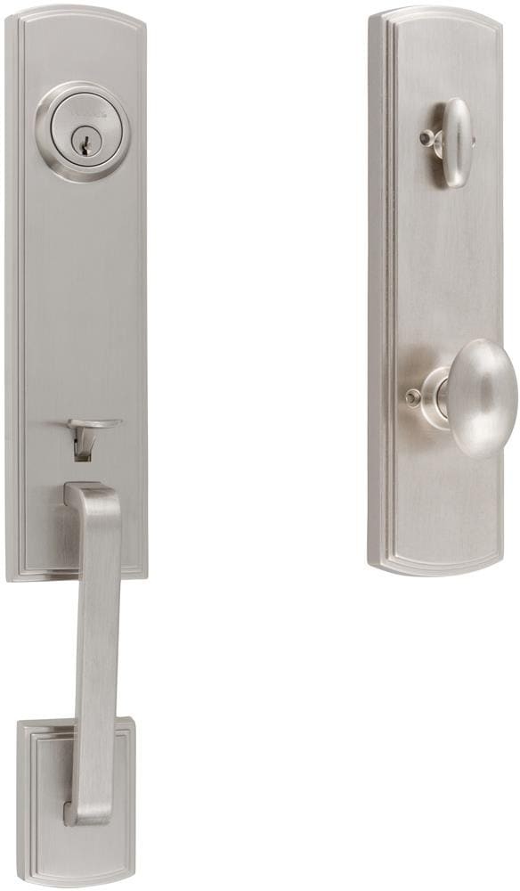Briona Satin Nickel Single-Cylinder Deadbolt and Keyed Entry Door Handleset
